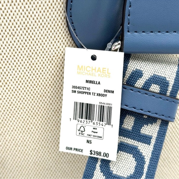 Michael Kors Mirella Small Pebbled Leather Crossbody Bag Denim Blue - Picture 13 of 13